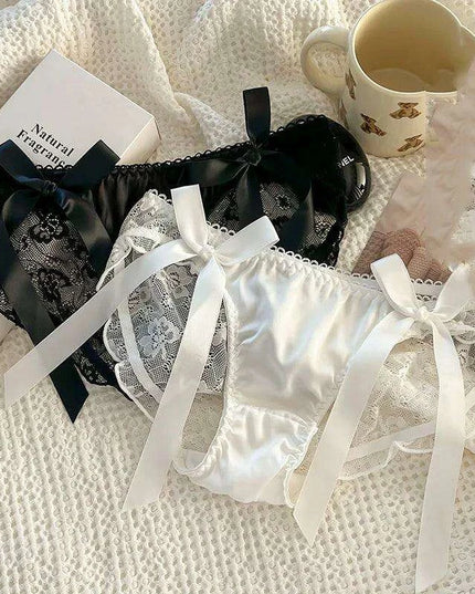 Elegant Japanese-Inspired Lace Mesh Briefs for Young Women