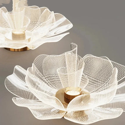 Luxurious LED Flower Ceiling Light — Acrylic, Gold Finish