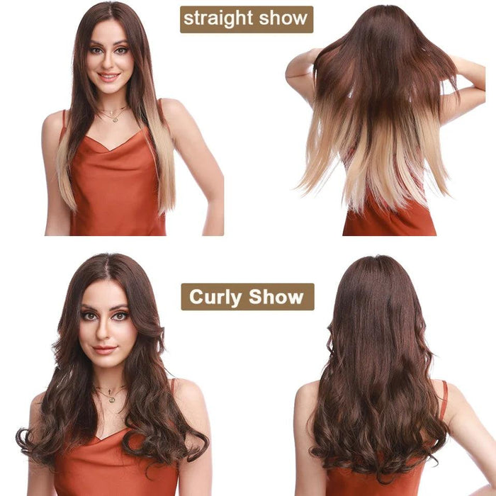 20-Inch Versatile Adjustable Invisible Wire Hair Extensions - Curly and Sleek Options