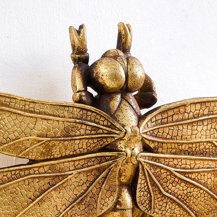 Golden Dragonfly Resin Wall Hanging