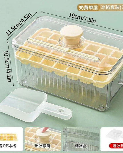 30-Grid Push-Button Ice Cube Tray - BPA-Free Lidded Mold for Quick Ice Release