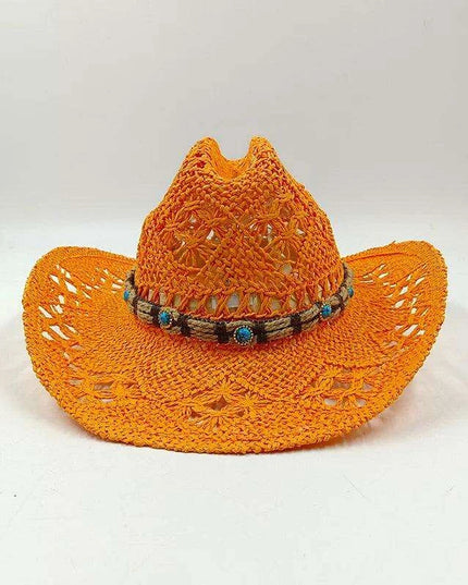 Handcrafted Unisex Denim Straw Cowboy Hat for Ultimate Summer Sun Protection