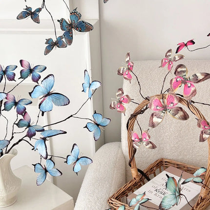 27.6" Faux Butterfly Flower Arrangement with Dried Branches