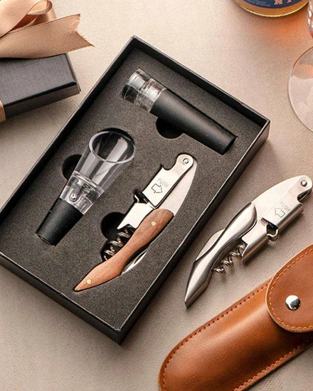 Custom Engraved Stainless Steel Wine Opener Set - Ideal Gift for Wine Lovers and Groomsmen