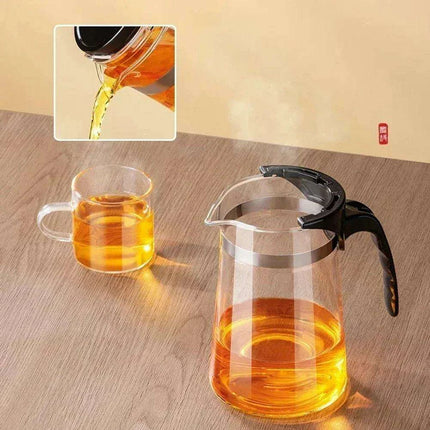Elegant One-Touch Infuser Glass Teapot for Effortless Brewing Mastery