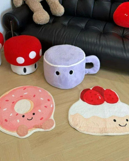 Whimsical Pink Donut Area Rug - Playful Decor for Kids' Spaces