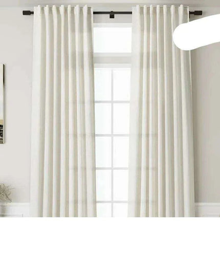 Elegant Pink Linen Blend Blackout Curtains with Tulle Detailing - Set of 2 Panels for Chic Home Styling