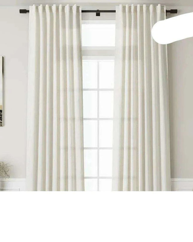Elegant Pink Linen Blend Blackout Curtains with Tulle Detailing - Set of 2 Panels for Chic Home Styling
