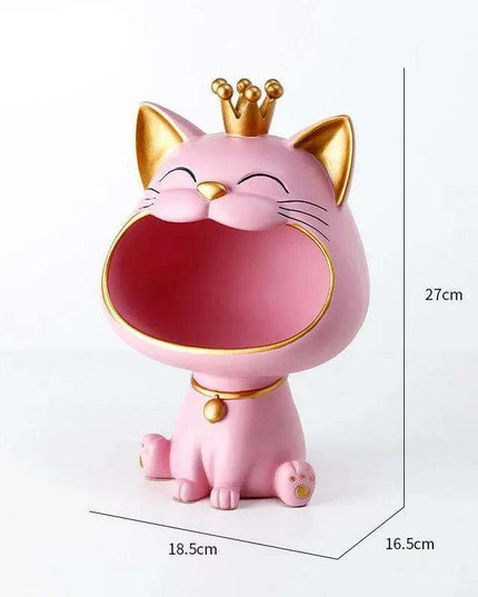 Whimsical Lucky Cat Storage Tray - Decorative Snack Jar and Key Holder for Home Decor