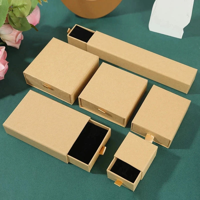 Elegant Personalized Jewelry Packaging Set with Drawer Box and Microfiber Pouch