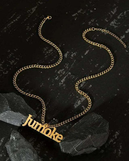 Personalized Unisex Stainless Steel Name Necklace with Chunky Chain