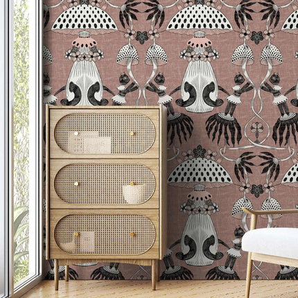 Mushroom Peel and Stick Wallpaper – Art Nouveau Botanical Mural