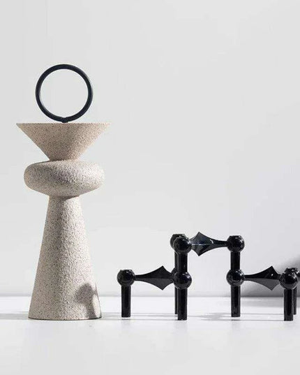 Geometric Elegance: Abstract Sandstone Art Sculpture