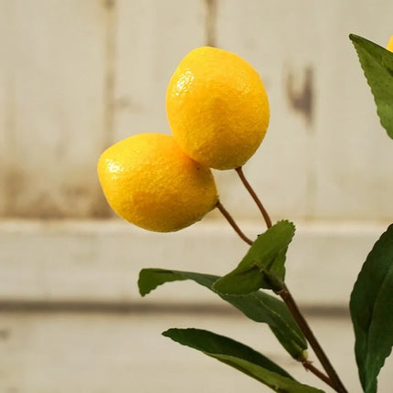 Artificial Lemon Branch — Handmade Faux Fruit Stem, 67 cm