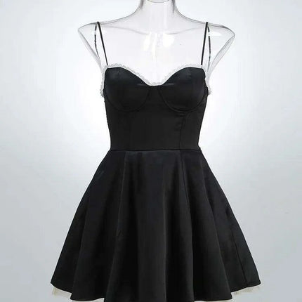 Chic Backless Spaghetti Strap A-line Mini Dress for Women