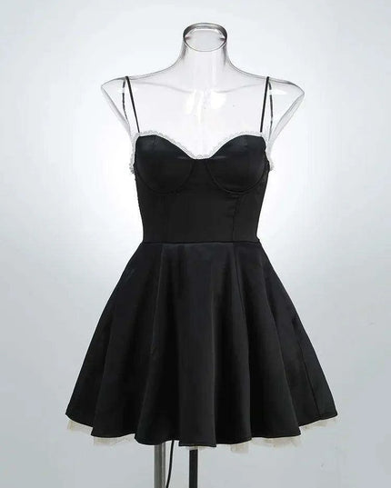 Chic Backless Spaghetti Strap A-line Mini Dress for Women