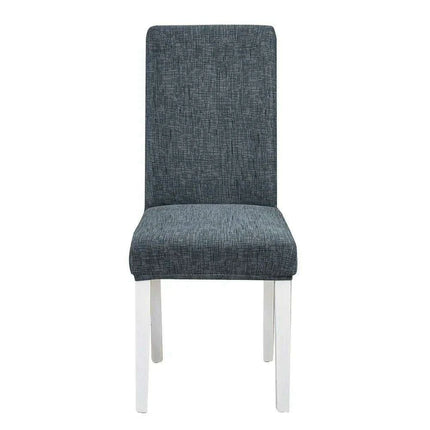 Elegant Geometric Blue-Grey Stretch Chair Covers for Stylish Dining Experiences