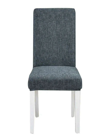 Elegant Geometric Blue-Grey Stretch Chair Covers for Stylish Dining Experiences