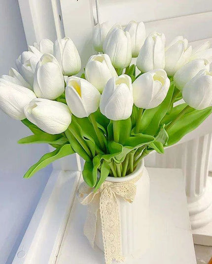 Tulip Elegance: Stunning 5-Piece Bouquet for Weddings and Timeless Home Decor