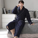 Plush Men's Tartan Kimono Robe - Soft Cotton Loungewear for Autumn & Winter Style, Breathable & Cozy