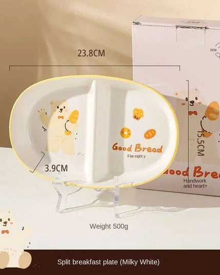 Adorable Bear Dodo Cream Kids Breakfast Bowl Set - Essential Kitchen Delight