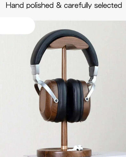 Elegant Walnut and Copper Earphone Stand - Chic Organizer for a Refined Workspace