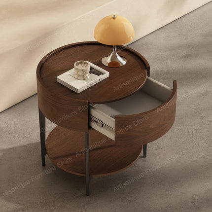 Artisanique Multifunctional Industrial Nightstand with Storage Drawer