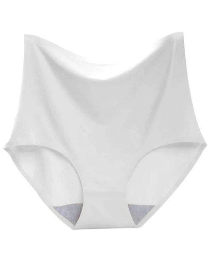 Chic Plus Size High Waist Ice Silk Seamless Briefs for Women - Shaping Underwear with Abdomen and Hip Enhancing Features