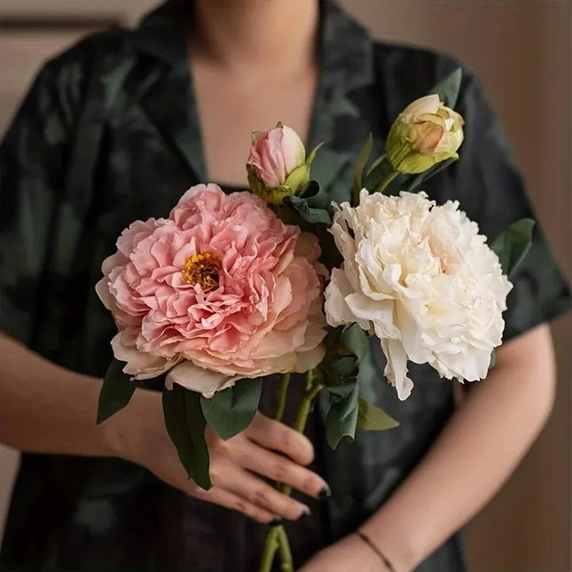 Peony Artificial Flowers — Faux Bouquet for Home & Wedding Decor