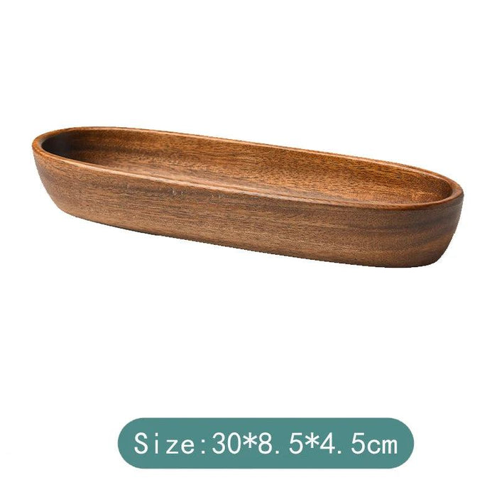 Artisanal Acacia and Walnut Wood Serving Bowl and Platter Collection