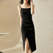 Elegant Strappy Midi Bodycon Dress with Stylish Side Split