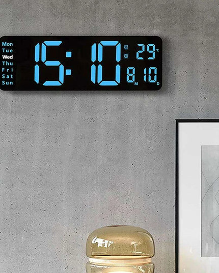Oversized LED Digital Clock with Temperature, Calendar, and Dual Alarm Features for Modern Home and Office