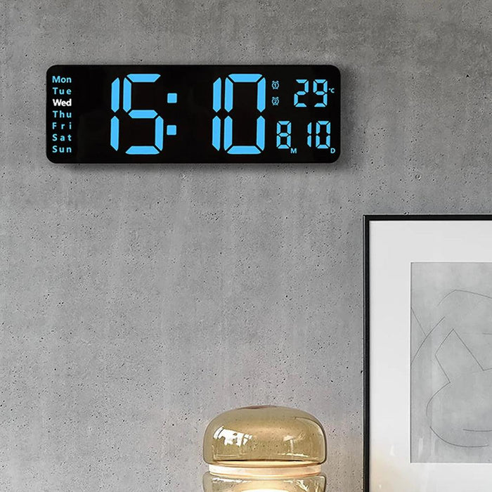 Oversized LED Digital Clock with Temperature, Calendar, and Dual Alarm Features for Modern Home and Office