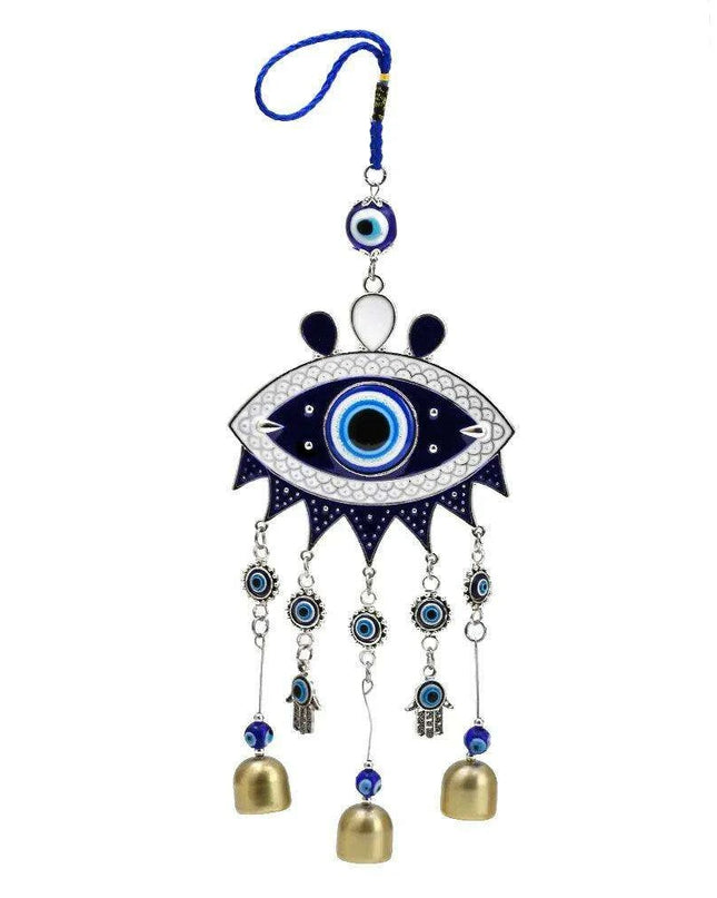Turkish Blue Glass Evil Eye Wind Chime - Handmade Protective Home Decor