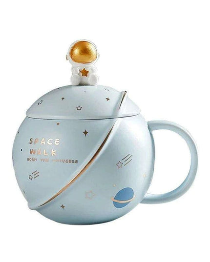 Cosmic Voyager 400ML Insulated Ceramic Mug with Lid and Spoon - Ideal for Coffee and Tea