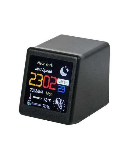 Mini Smart WiFi Weather Station Clock with Customizable GIFs and Digital Photo Album for Home Office Decor