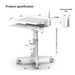 Mobile Medical Cart with Adjustable Height and Laptop Security Lock