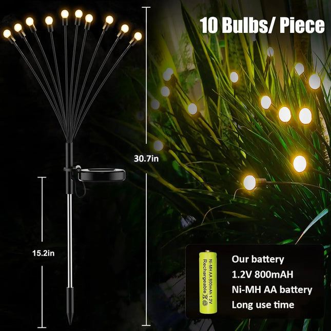 Solar Powered Firefly Garden Lights – Waterproof LED Outdoor Decoration