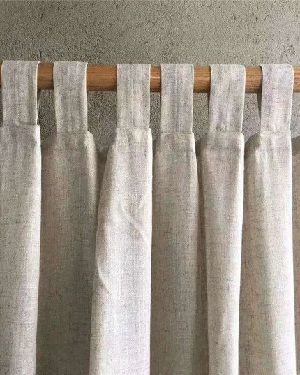 Elegant Customizable Beige Cotton Linen Semi-Blackout Curtains for Home & Cafe