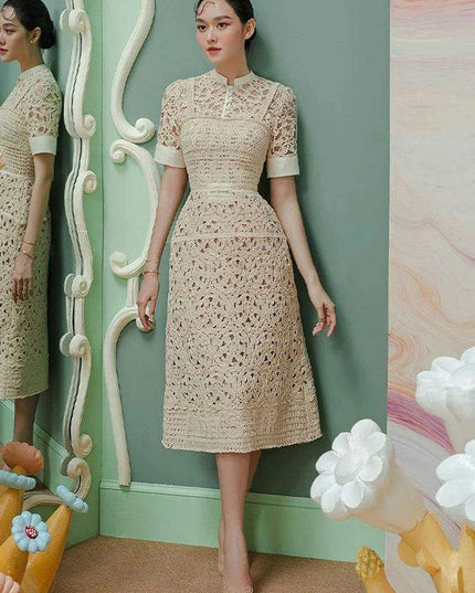 High Waist Lace Floral Evening Gown for Women