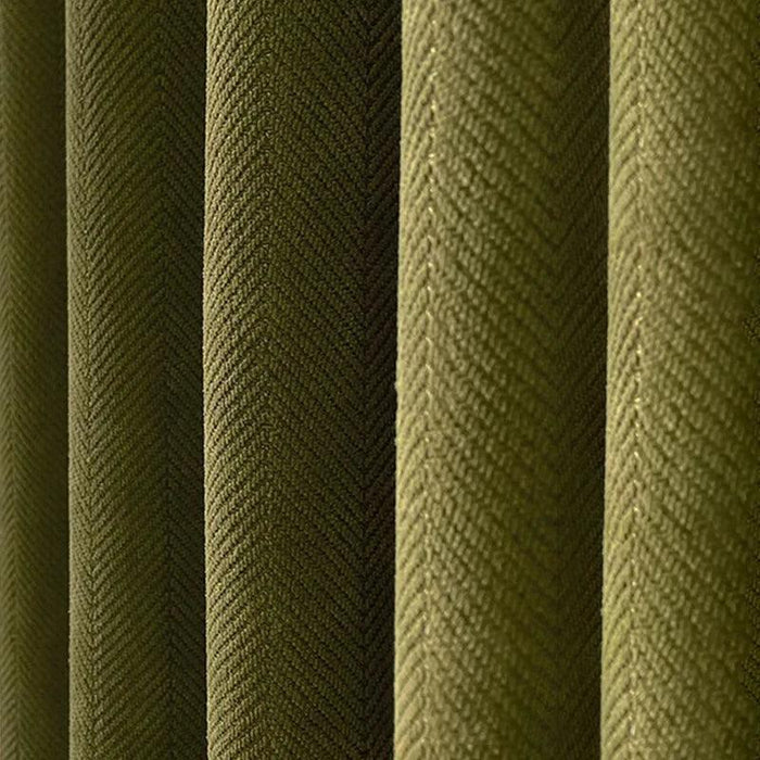 Olive Green Herringbone Luxe Blackout Drapes for Elegant Homes