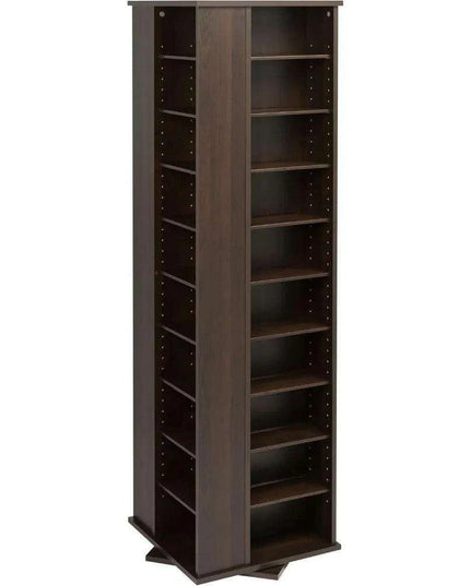 Elegant Espresso 4-Sided Rotating Storage Tower