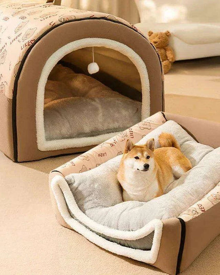 Winter Cozy Cave Bed for Pets - Snuggle Spot for Cats and Dogs