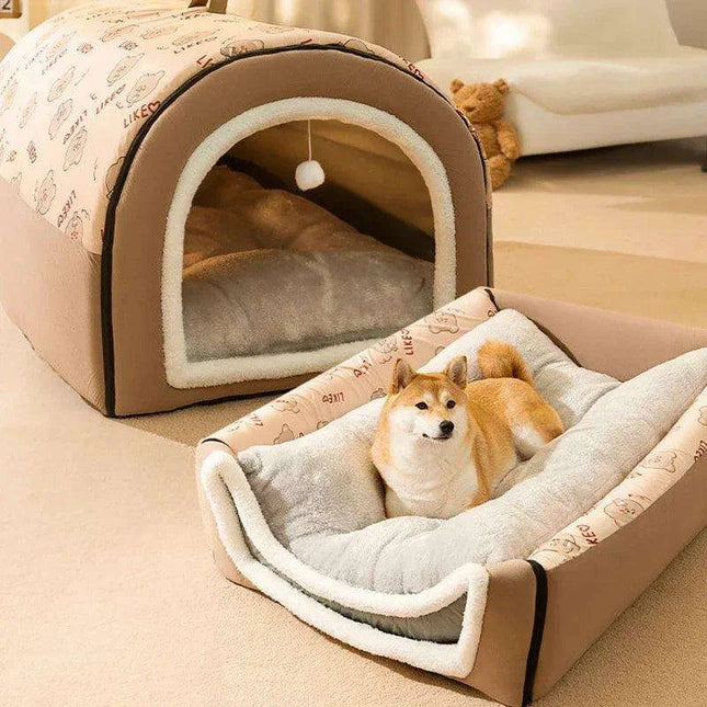 Winter Cozy Cave Bed for Pets - Snuggle Spot for Cats and Dogs