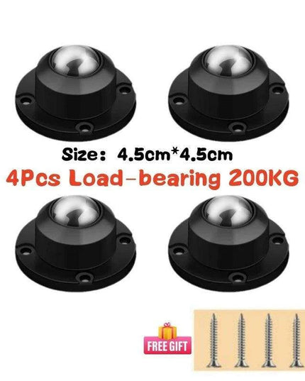 4-Pack Premium Heavy Duty Stainless Steel Furniture Casters with 360° Mobility and Easy Peel-and-Stick Installation (Load Capacity: 20/200Kg)