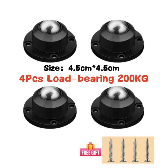 4-Pack Premium Heavy Duty Stainless Steel Furniture Casters with 360° Mobility and Easy Peel-and-Stick Installation (Load Capacity: 20/200Kg)