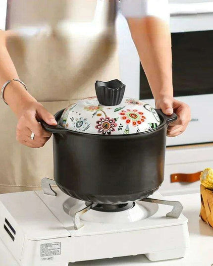 Artisan Japanese Ceramic Stew Pot with Artistic Design and Ample Capacity