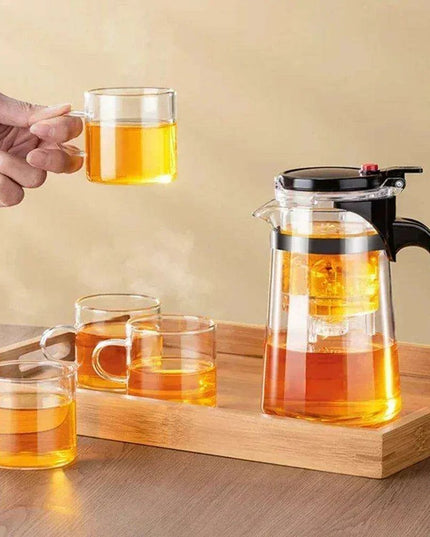 Elegant One-Touch Infuser Glass Teapot for Effortless Brewing Mastery