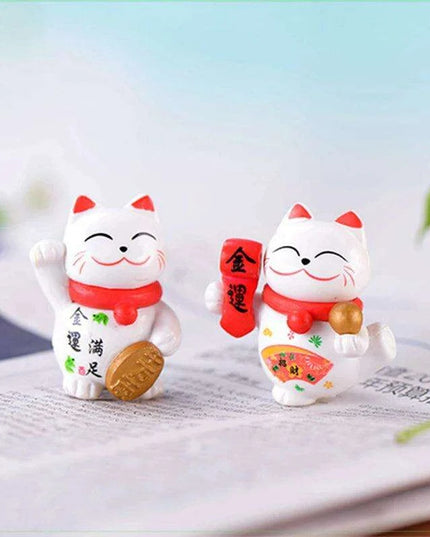 Charming Mini Maneki Neko Waving Cat Figurine - Good Luck Home Accent and Gift