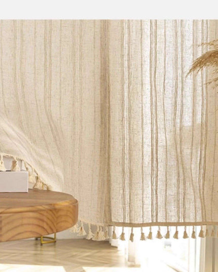Elegant Japanese Lace Curtains with Cotton Tassels